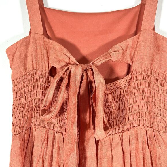 Ann Taylor Dress Womens M 8 Orange Sleeveless Tiered Ruffle Square Neck Maxi - Picture 4 of 7